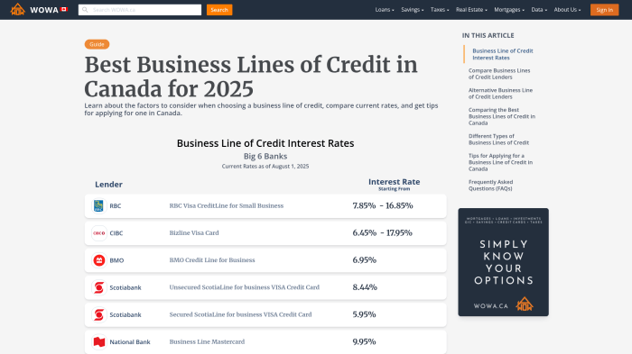 Best Business Lines of Credit in Canada for 2025 | WOWA.ca Best Business Lines of Credit in Canada for 2025 | WOWA.ca